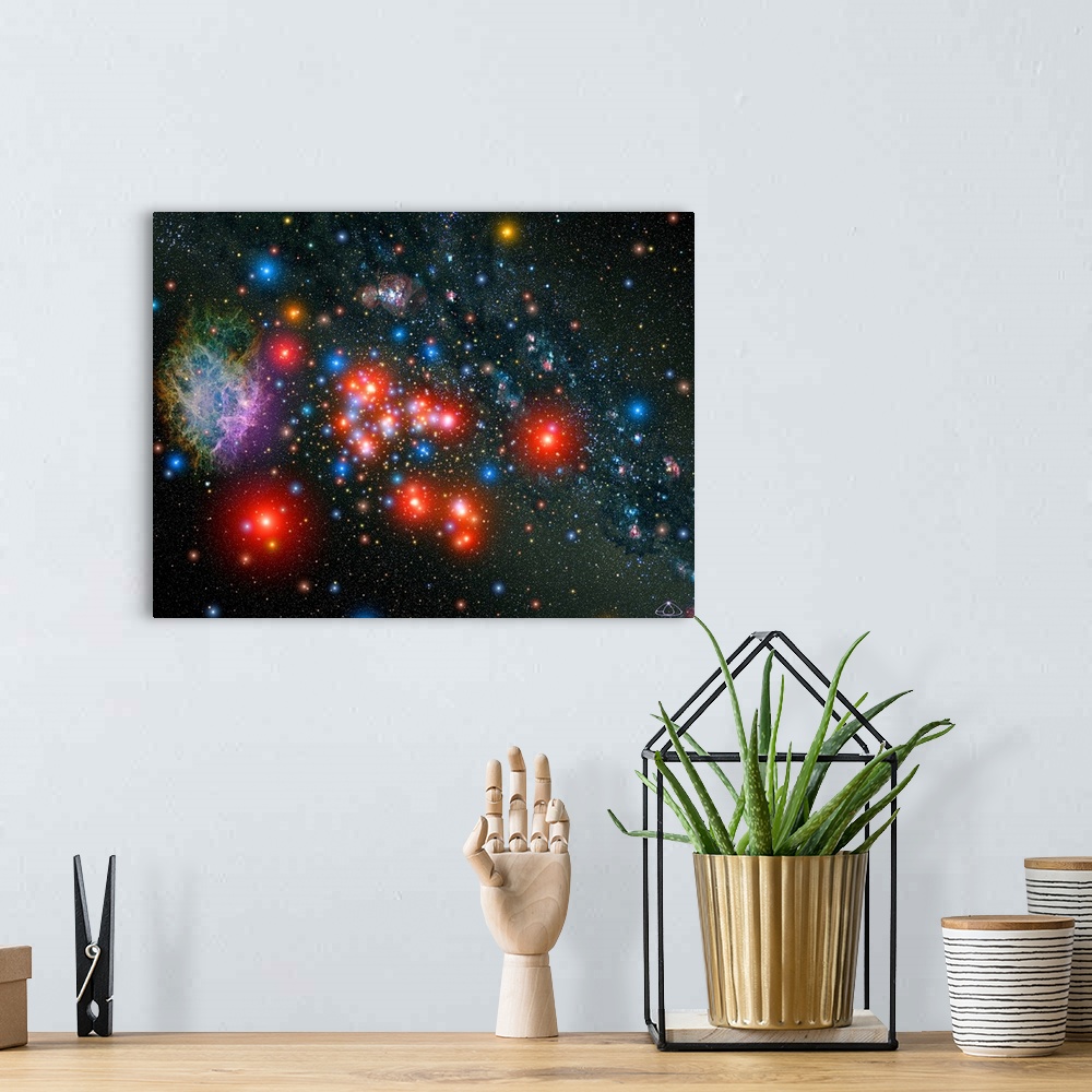 A bohemian room featuring Bright and various colored stars are photographed in the galaxy.
