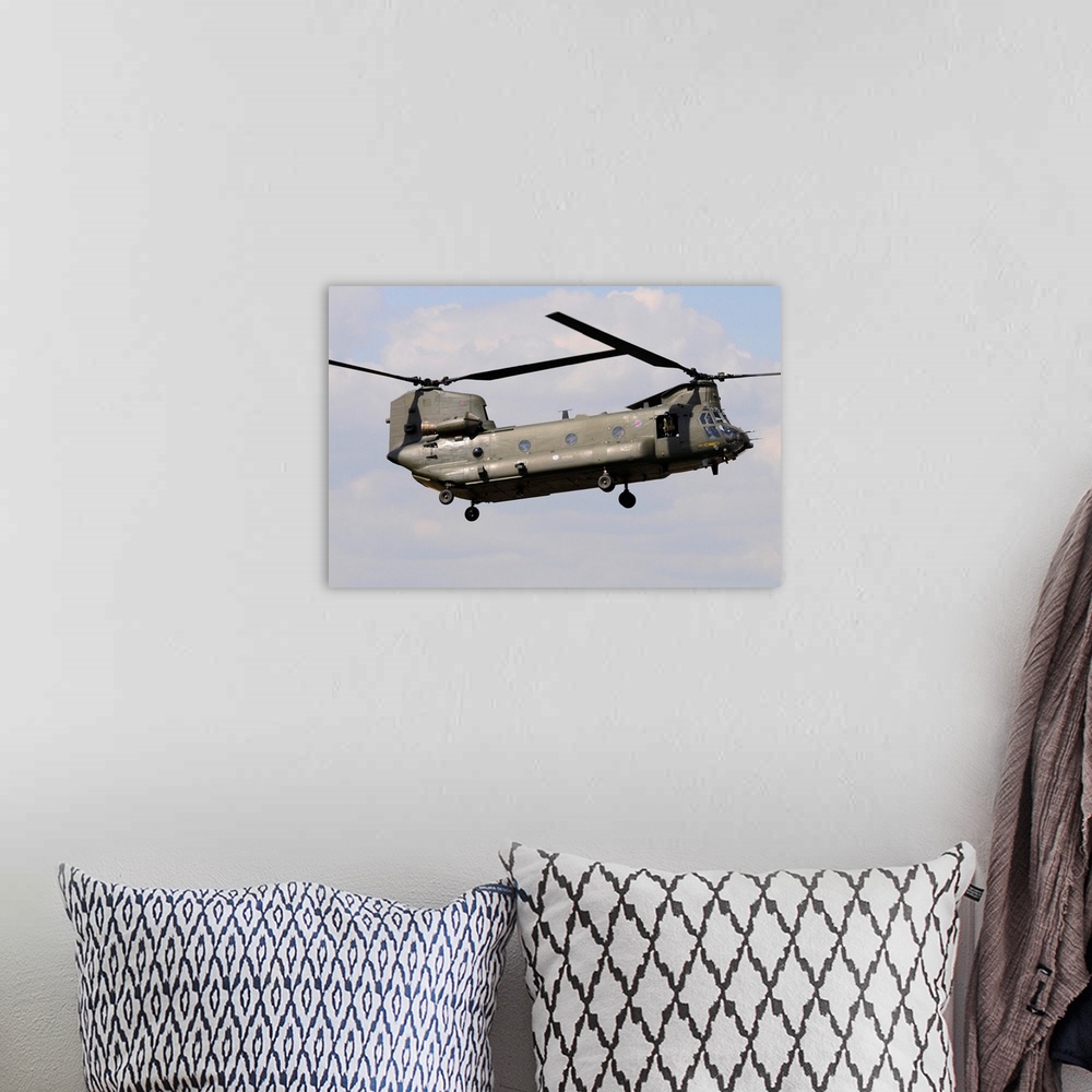 A bohemian room featuring Royal Air Force Chinook helicopter.