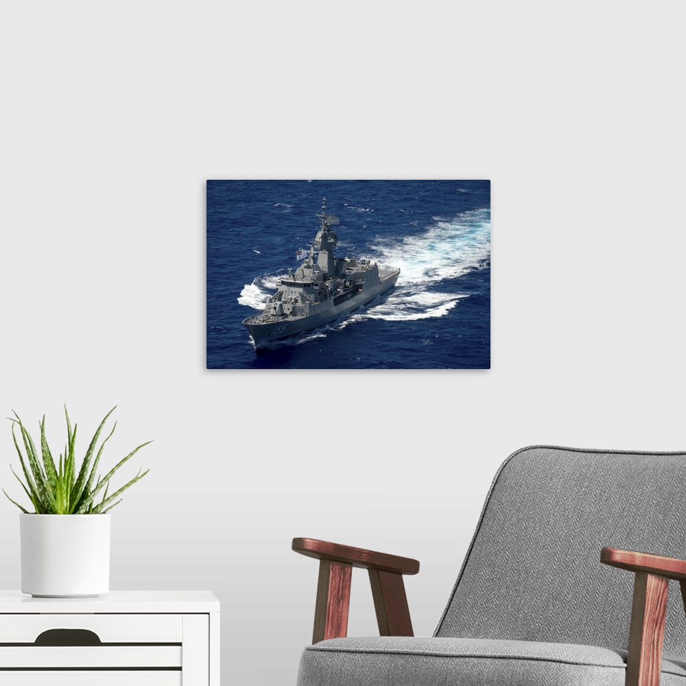A modern room featuring Royal Australian Navy Anzac Class frigate HMAS Ballarat.