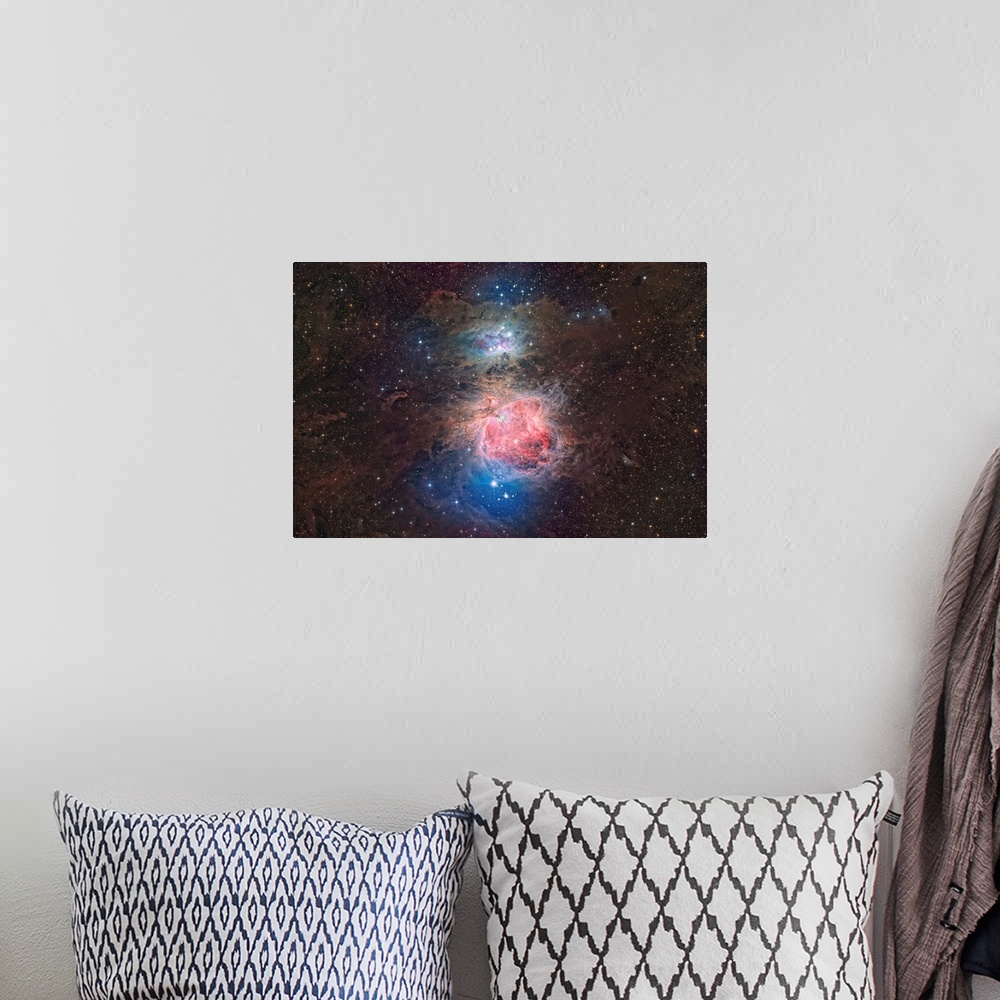 A bohemian room featuring Running Man Nebula Messier 43, And Orion Nebula, Messier 42