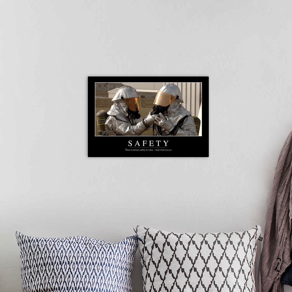A bohemian room featuring Safety: Inspirational Quote and Motivational Poster