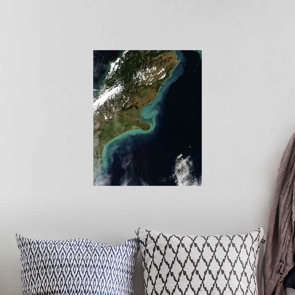 A bohemian room featuring March 6, 2014 - Satellite view showing sediment near Christchurch, New Zealand.