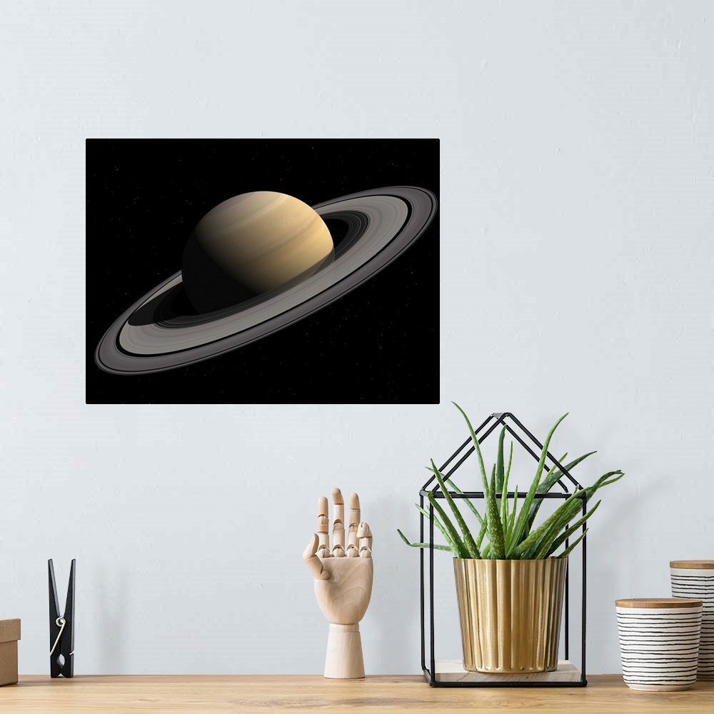 A bohemian room featuring Artist's concept of Saturn.