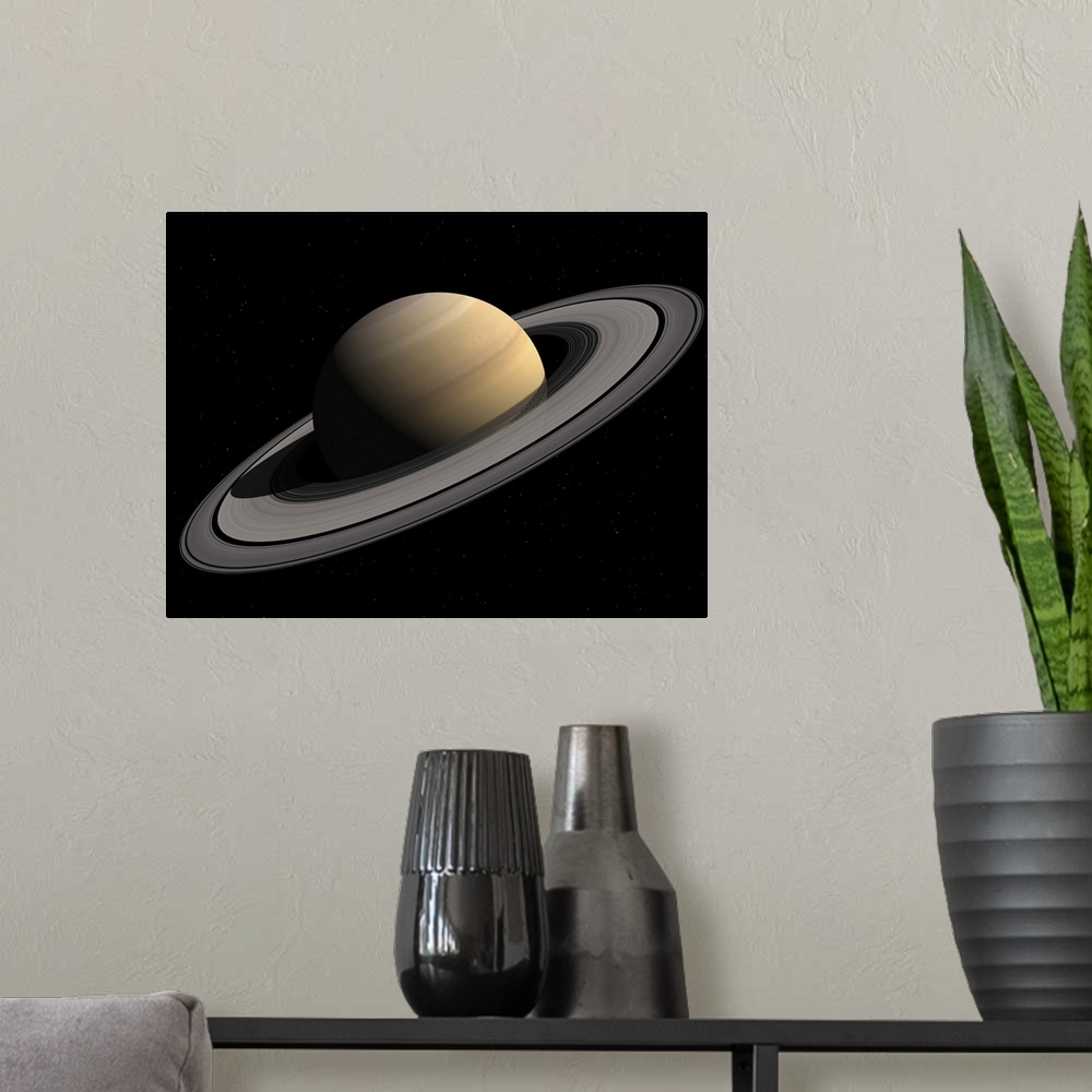A modern room featuring Artist's concept of Saturn.