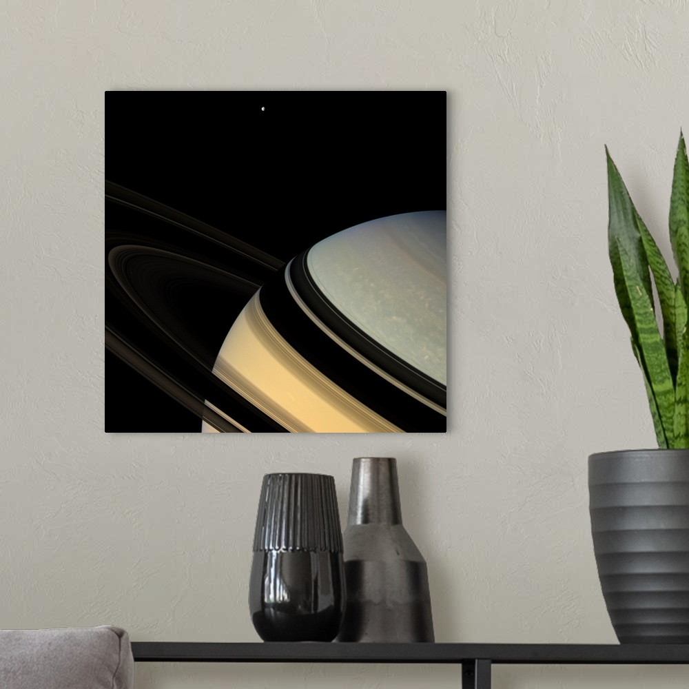A modern room featuring Saturn