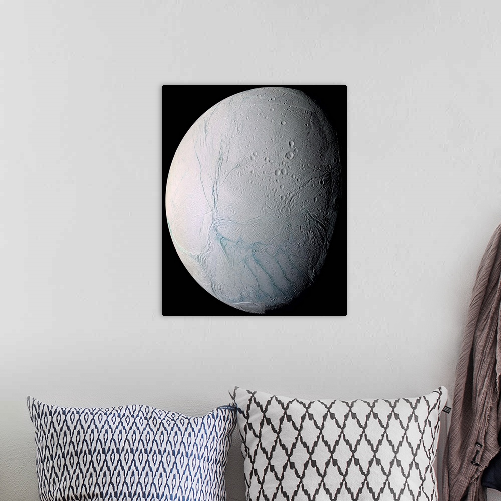 A bohemian room featuring Saturns moon Enceladus