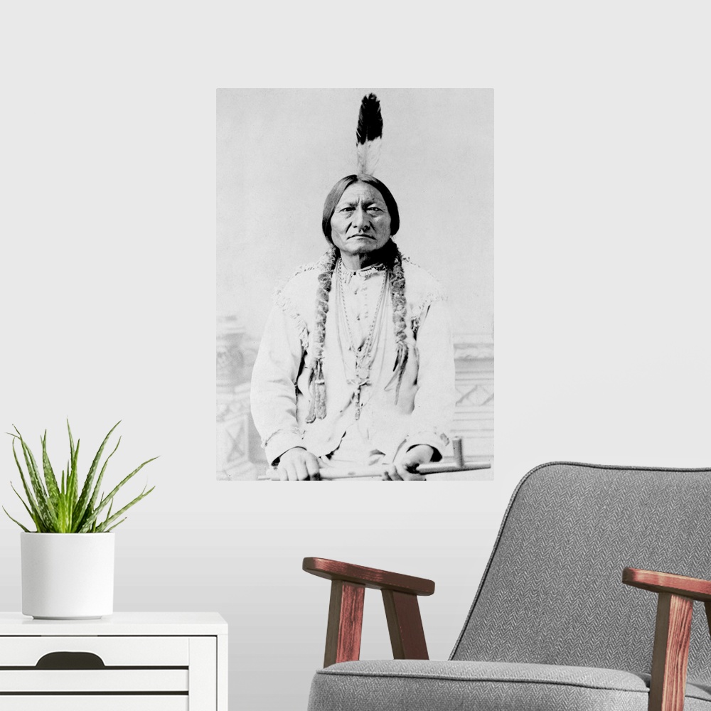 A modern room featuring Sitting Bull, a Hunkpapa Lakota tribal chief.