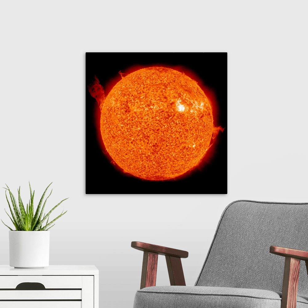 A modern room featuring October 28, 2010 - Solar activity on the Sun. A dynamic swirling mass of plasma kept spinning abo...