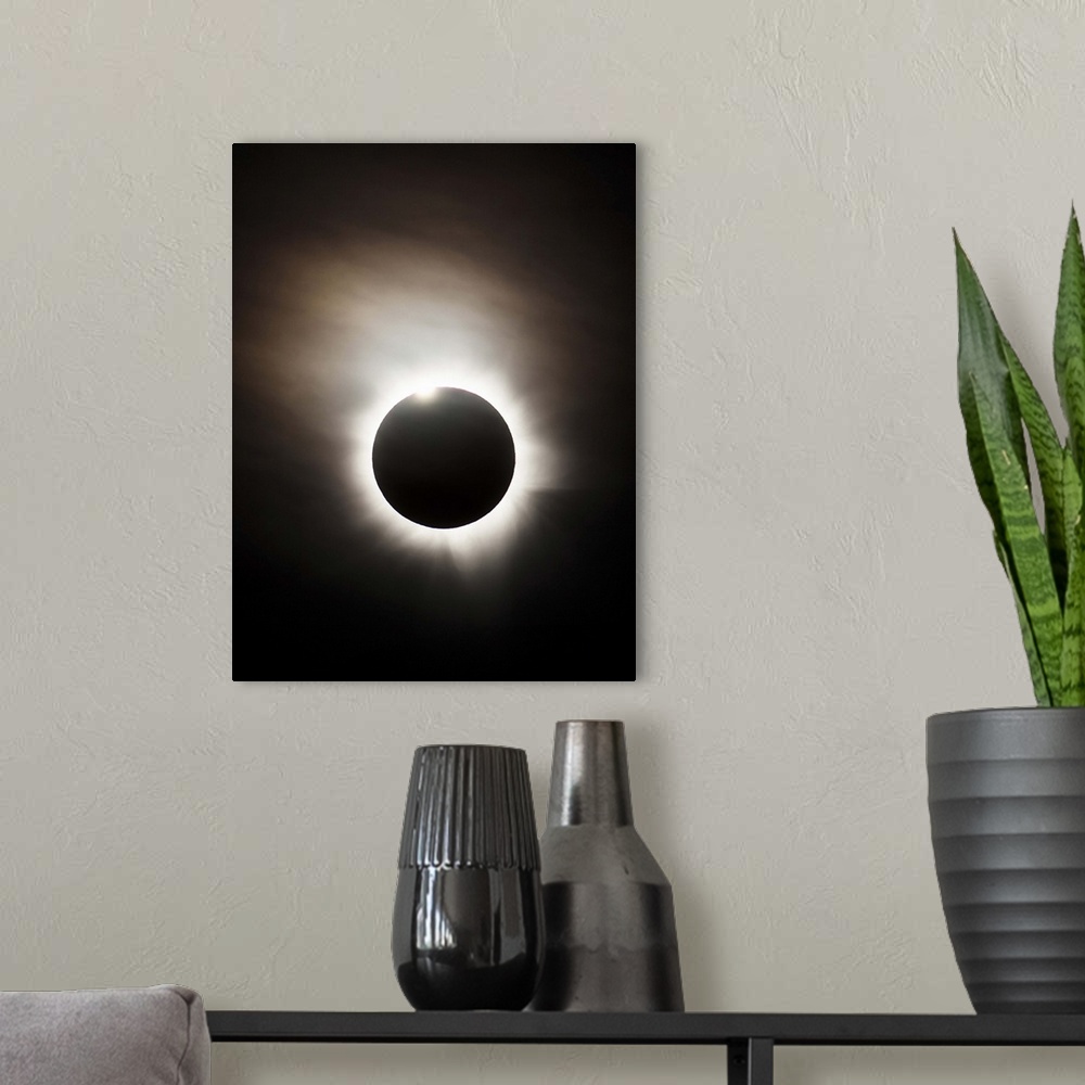 A modern room featuring Solar Eclipse with diamond ring effect, Queensland, Australia.