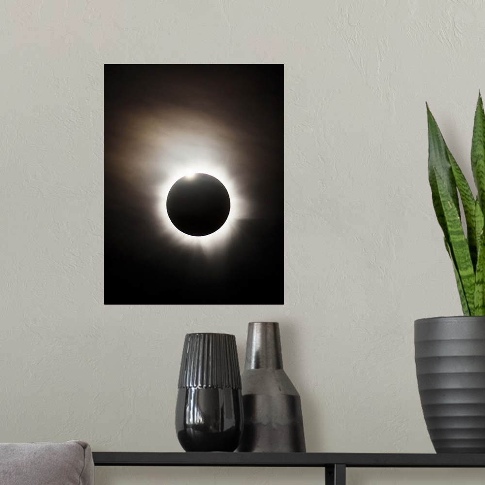 A modern room featuring Solar Eclipse with diamond ring effect, Queensland, Australia.