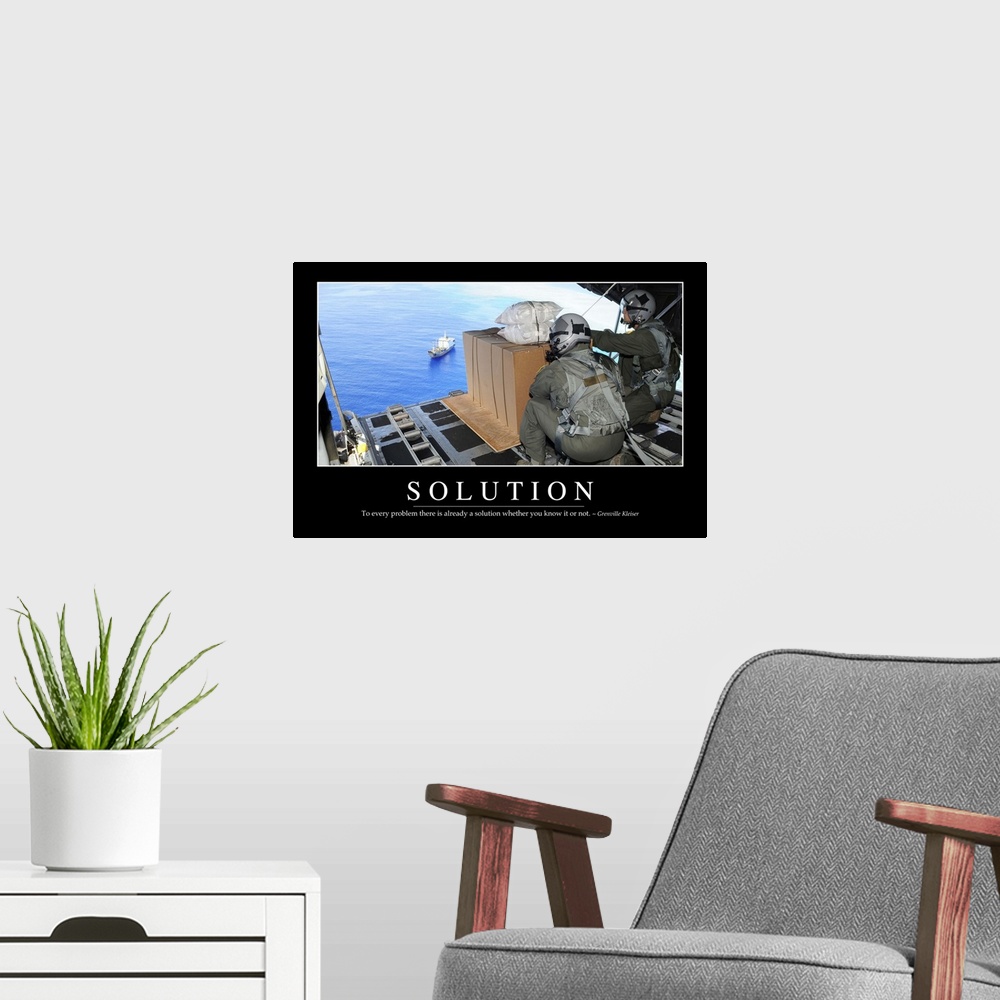 A modern room featuring Solution: Inspirational Quote and Motivational Poster