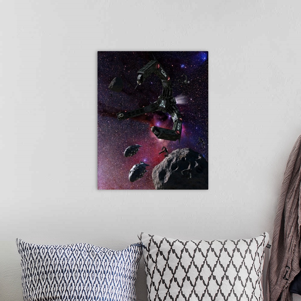 A bohemian room featuring Space scene inspired by the novels of Stephen Baxter.