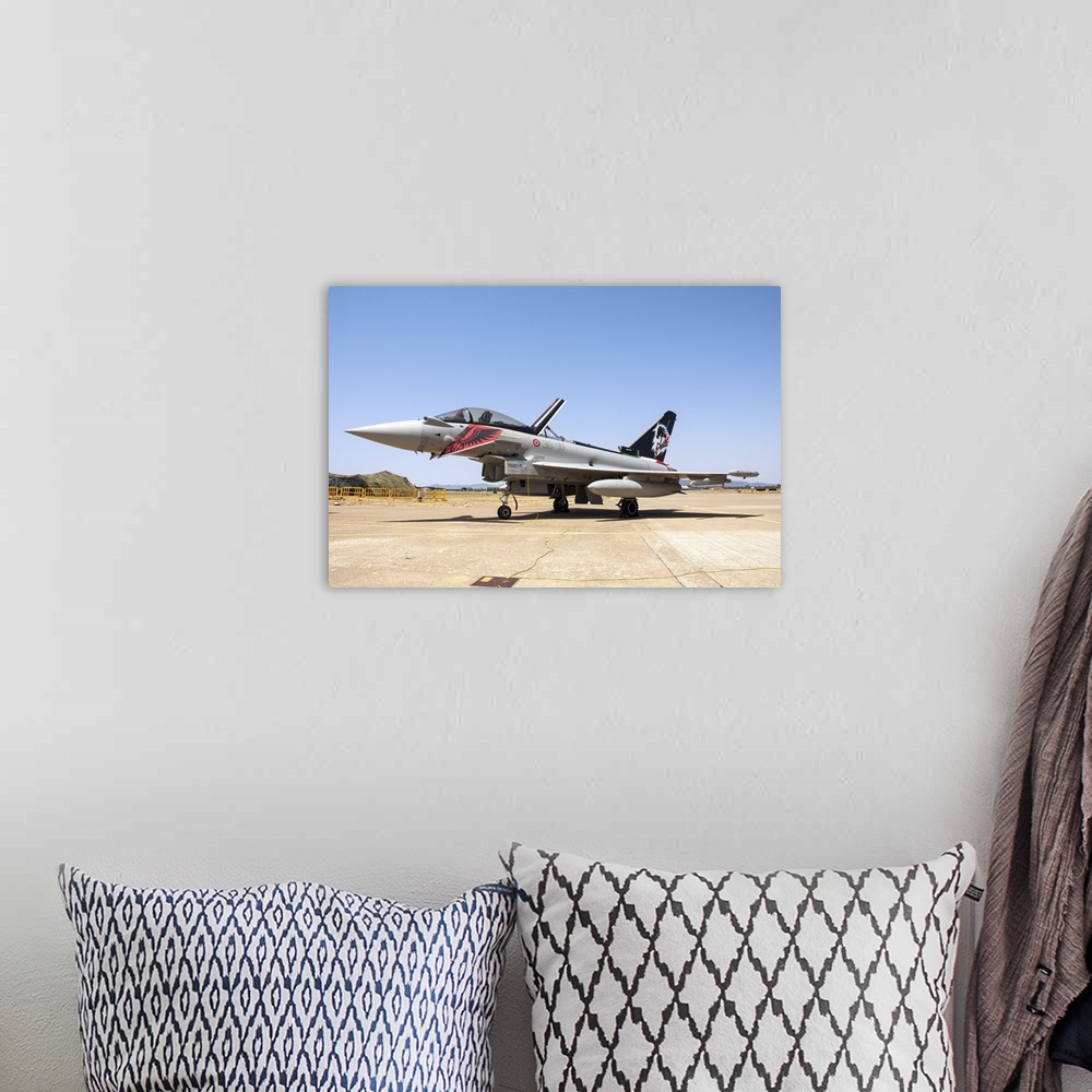 A bohemian room featuring Special color painted Italian Air Force F-2000A Typhoon at Grosseto Air Base, Italy.