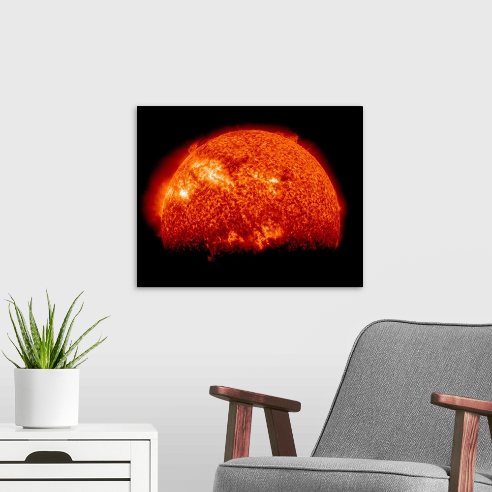 A modern room featuring Spring eclipse as viewed from the Solar Dynamics Observatory. Unlike the crisp shadow one sees on...