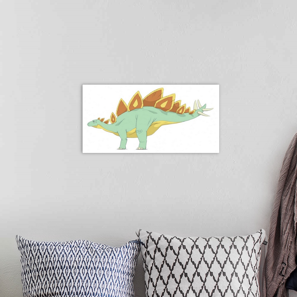 A bohemian room featuring Stegosaurus pencil drawing with digital color.