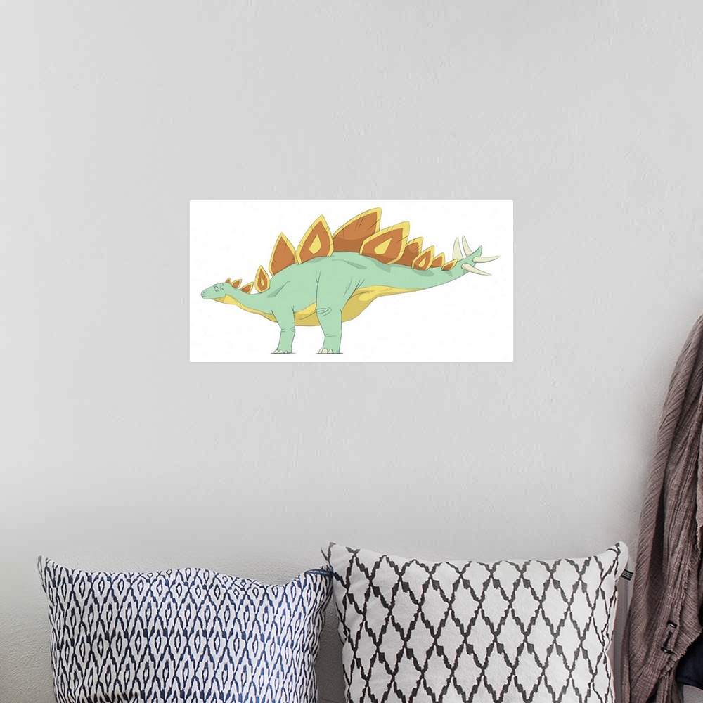 A bohemian room featuring Stegosaurus pencil drawing with digital color.