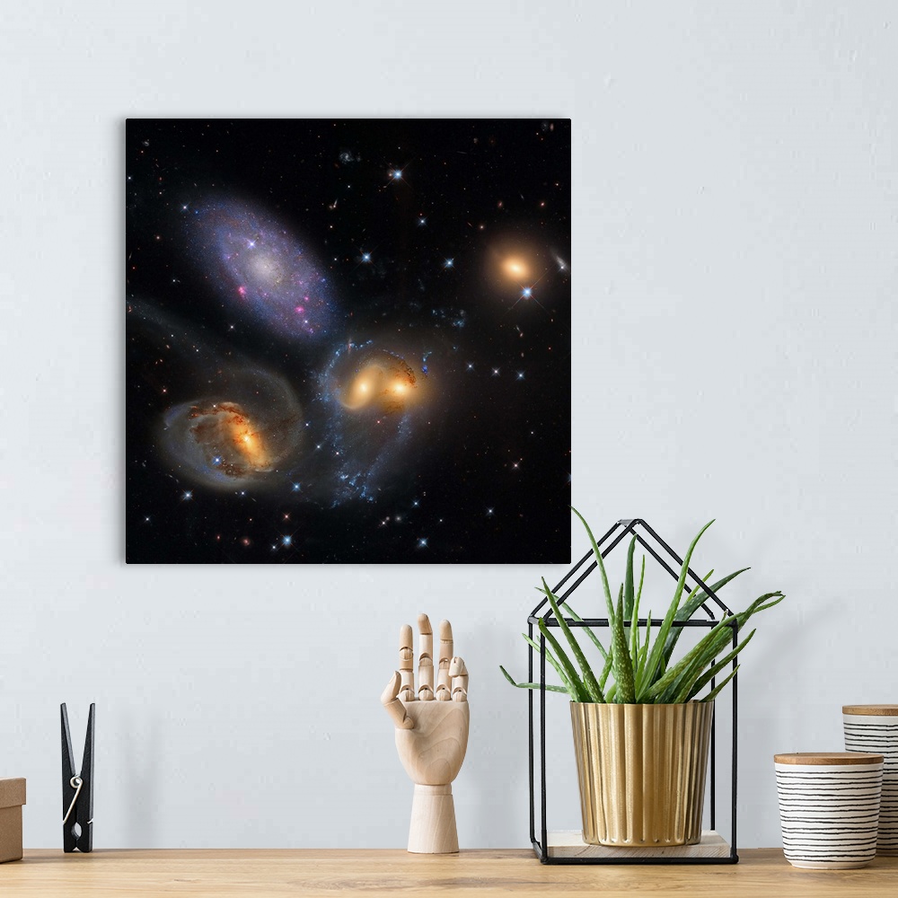A bohemian room featuring Stephan's Quintet, a grouping of galaxies in the constellation Pegasus.