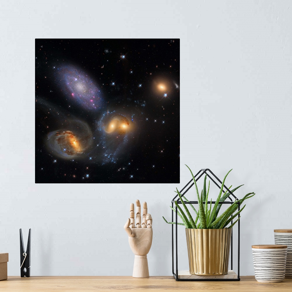 A bohemian room featuring Stephan's Quintet, a grouping of galaxies in the constellation Pegasus.