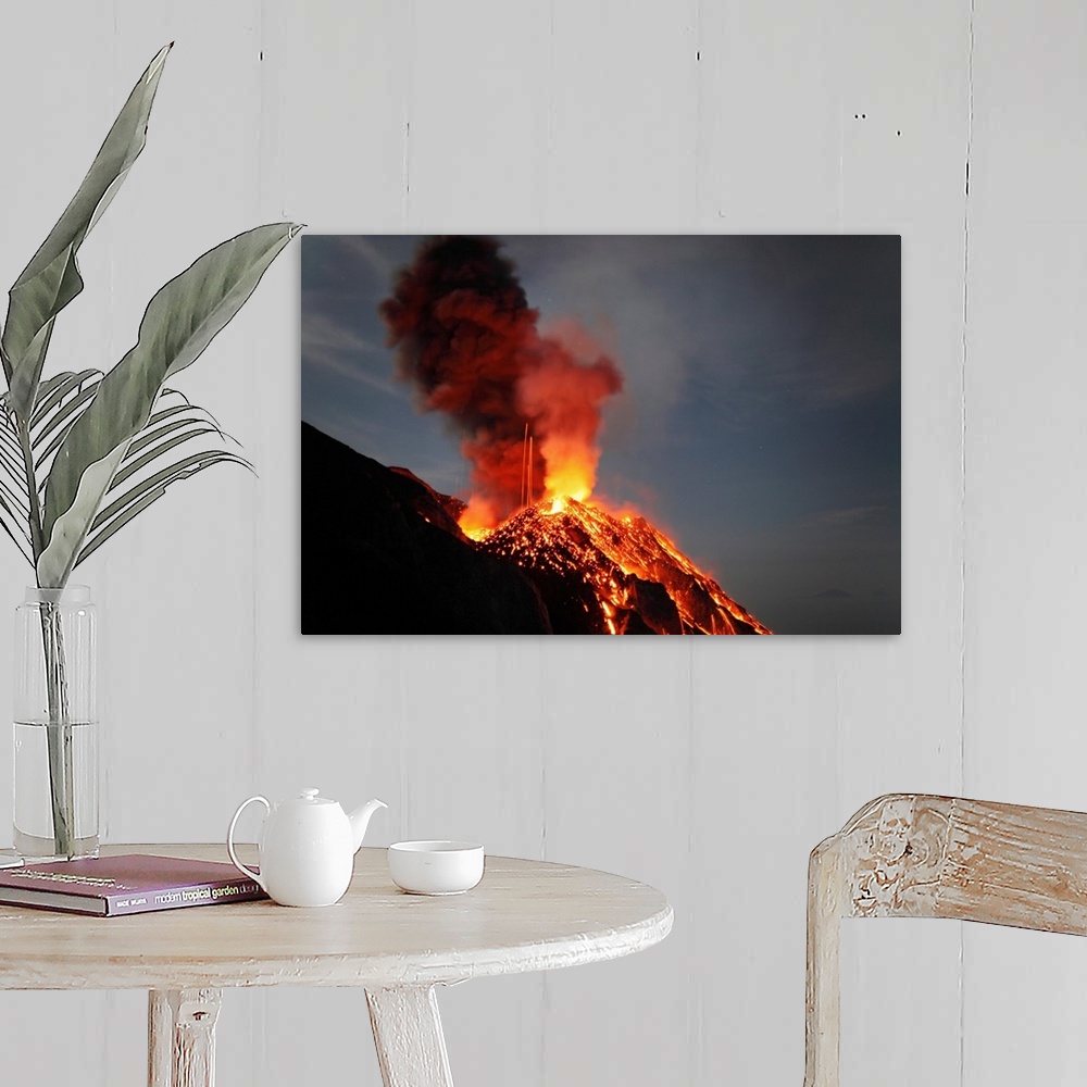 A farmhouse room featuring Stromboli eruption Aeolian Islands north of Sicily Italy