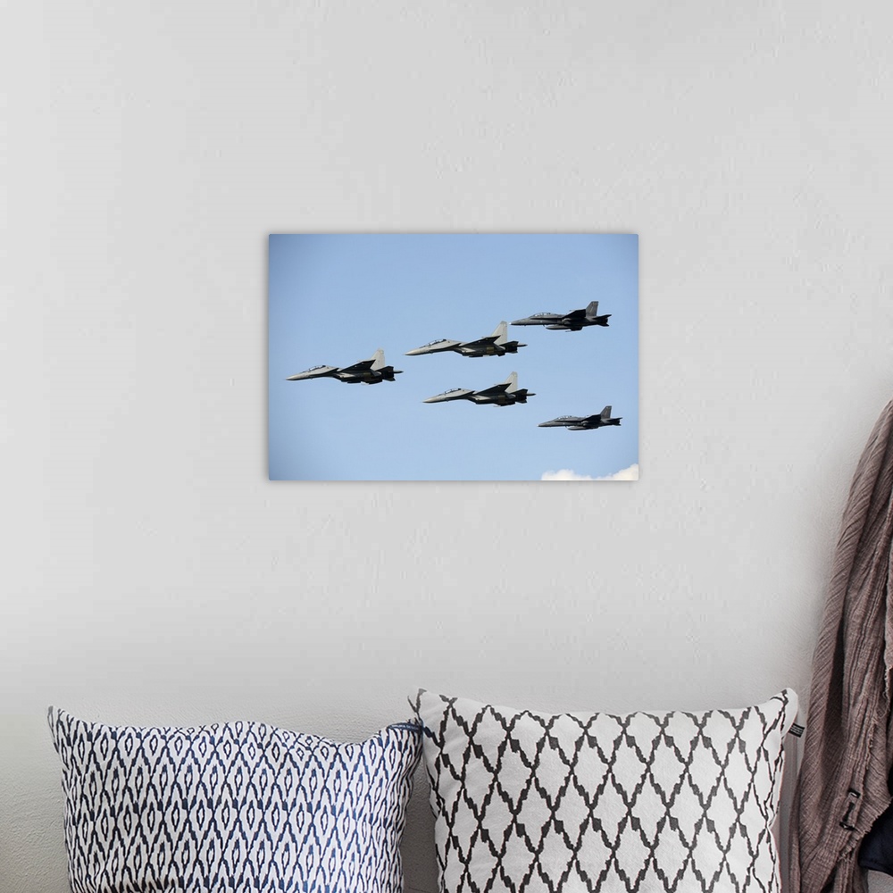 A bohemian room featuring Sukhoi Su-30 MKM aircraft and F/A-18 Hornet jets of the Royal Malaysian Air Force.