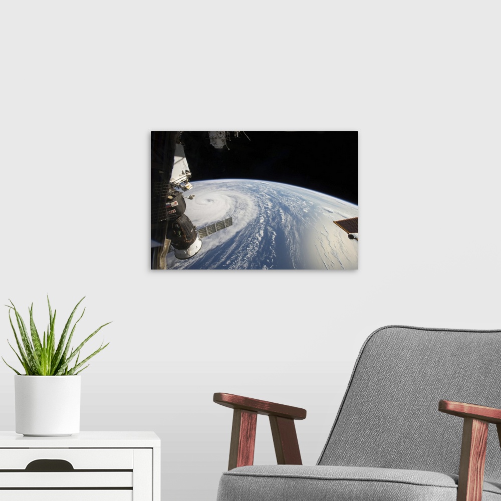 A modern room featuring Super Typhoon Noru in the Northwestern Pacific Ocean.