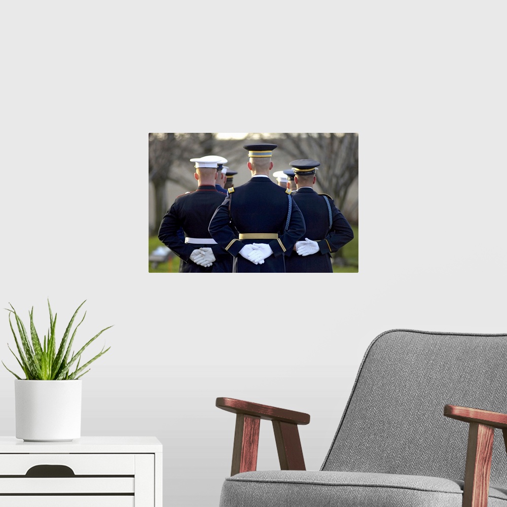 A modern room featuring The Armed Forces Honor Guard