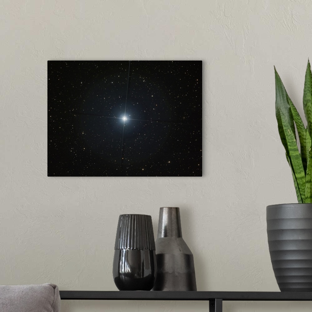A modern room featuring The bright white star Castor in the constellation Gemini.