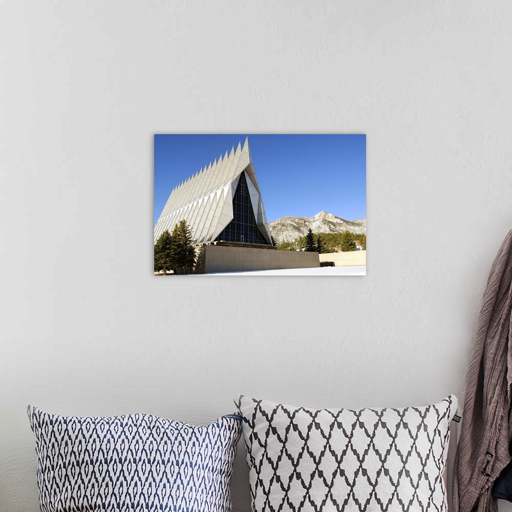 A bohemian room featuring The Cadet Chapel at the U.S. Air Force Academy in Colorado Springs, Colorado.