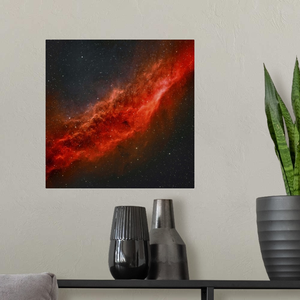 A modern room featuring True color image of NGC 1499, The California Nebula.