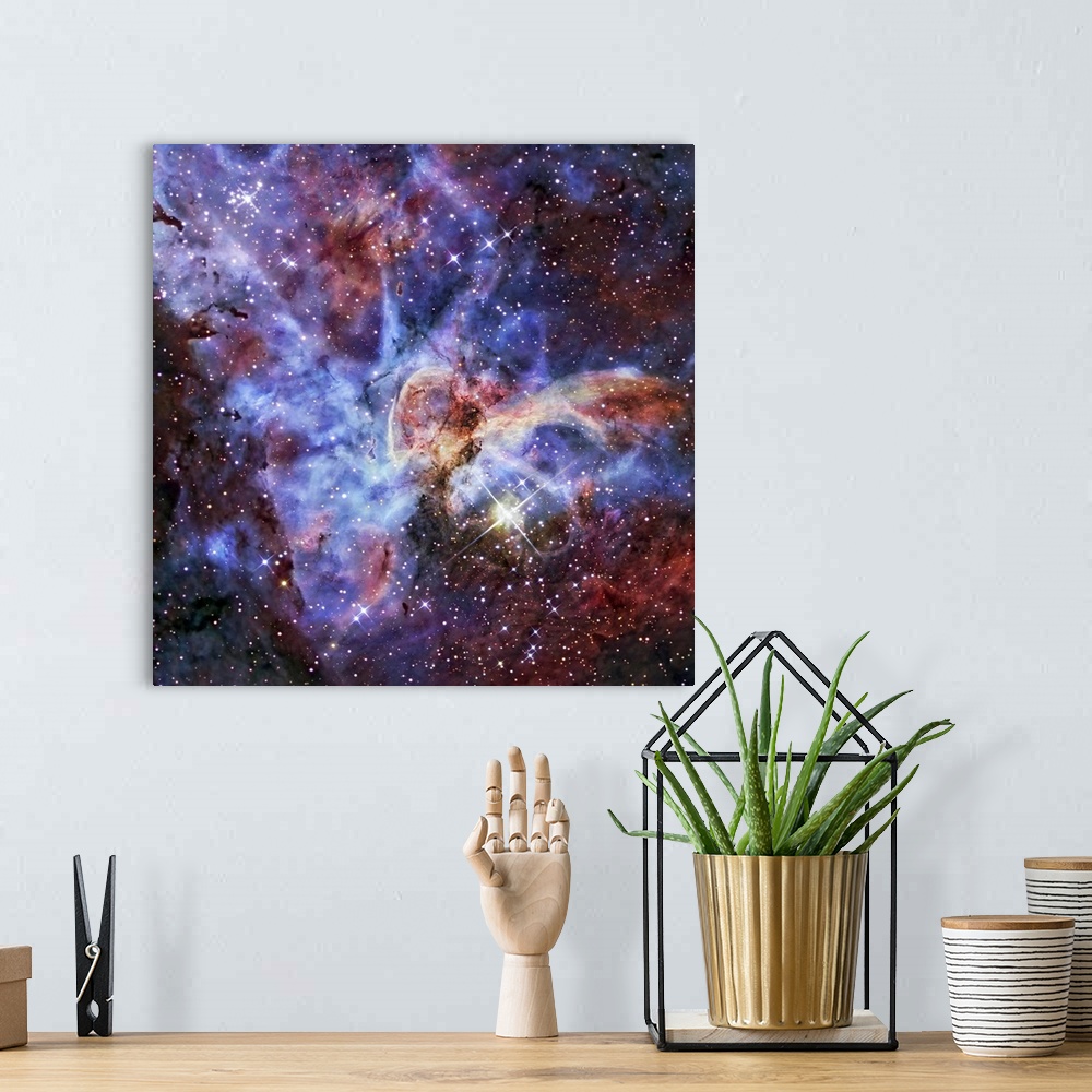 A bohemian room featuring Photograph of interstellar cloud of dust, hydrogen, helium, and other gases with stars sprinkled ...