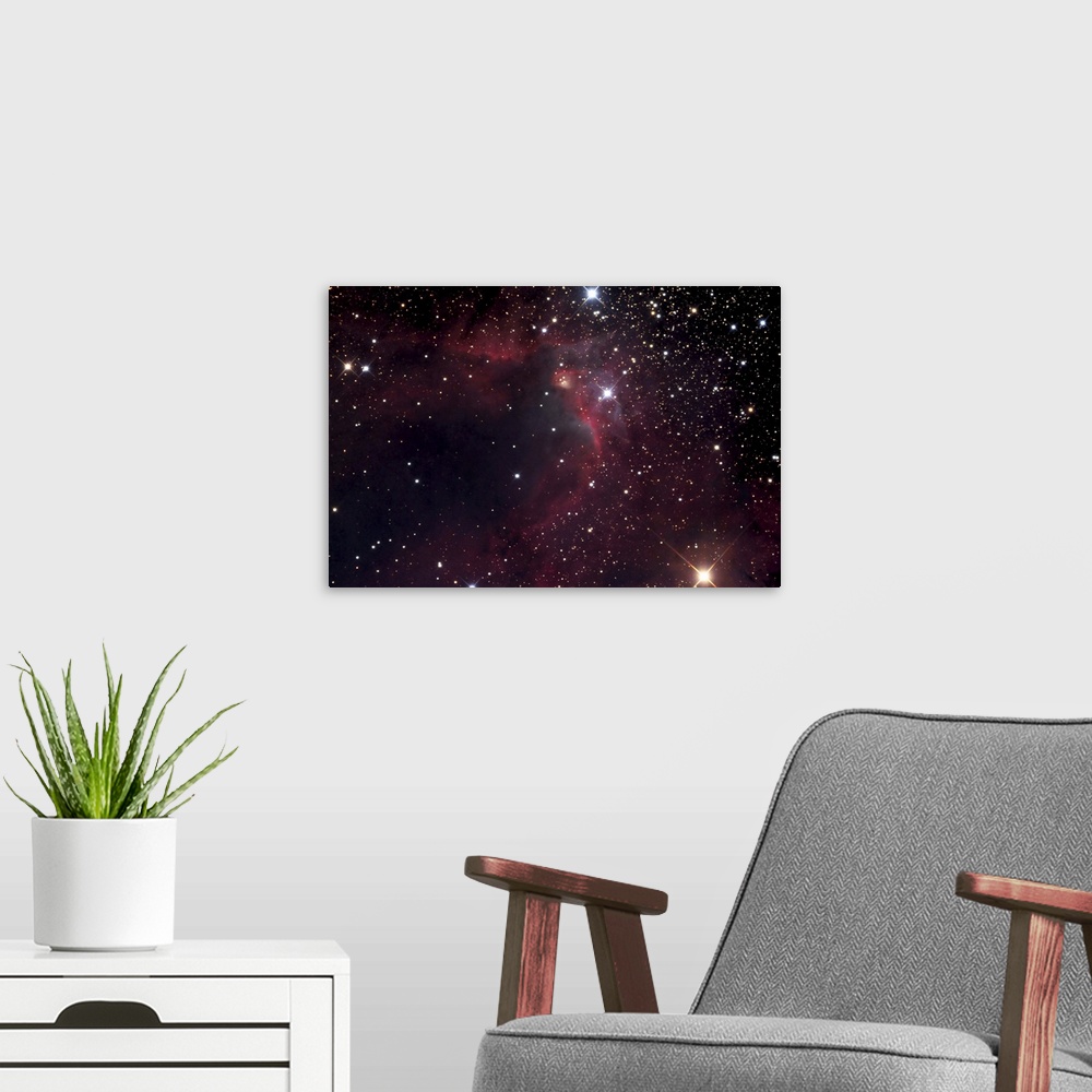 A modern room featuring The Cave Nebula
