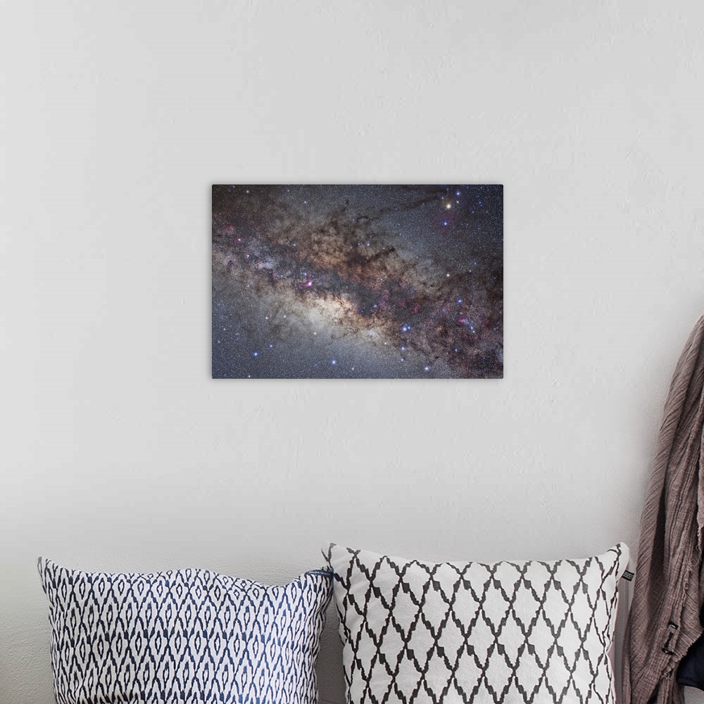 A bohemian room featuring The center of the Milky Way through Sagittarius and Scorpius.
