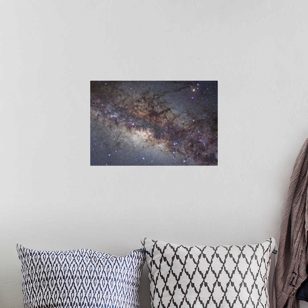 A bohemian room featuring The center of the Milky Way through Sagittarius and Scorpius.