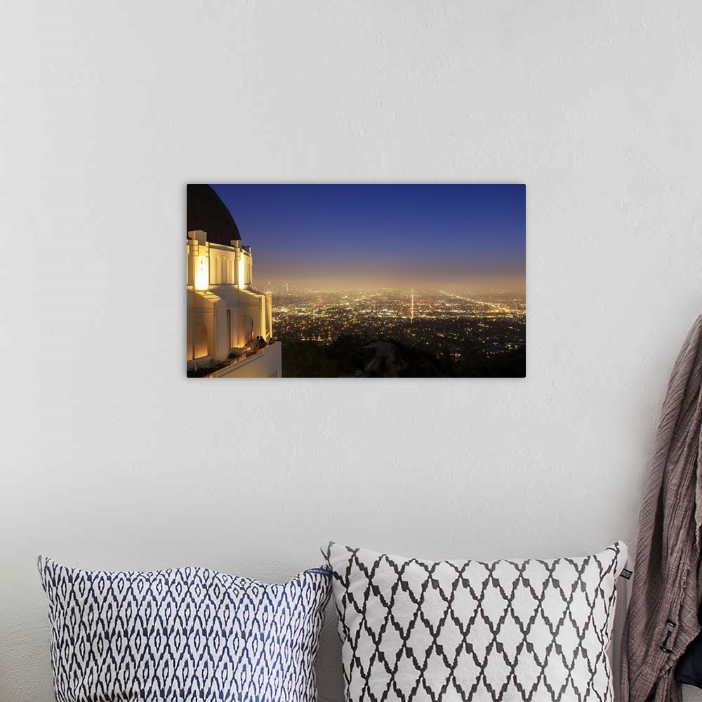 A bohemian room featuring The cityscape of Los Angeles as captured from Griffith Observatory, California, USA.