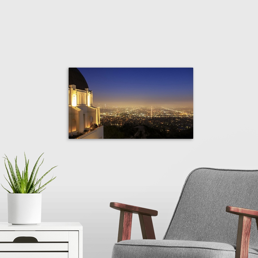 A modern room featuring The cityscape of Los Angeles as captured from Griffith Observatory, California, USA.