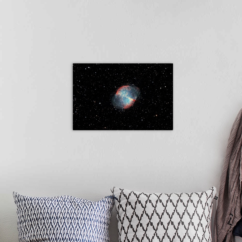 A bohemian room featuring Messier 27, The Dumbbell Nebula in the constellation Vulpecula.