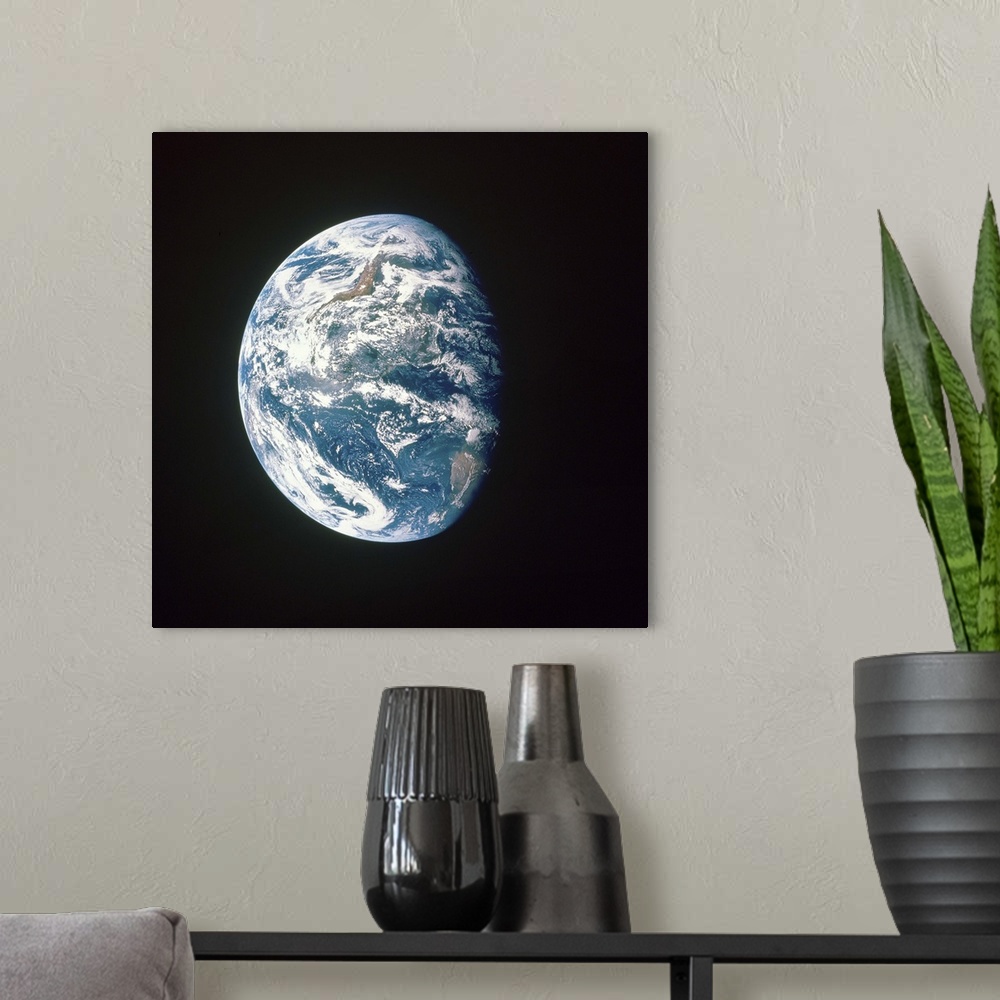 A modern room featuring The Earth