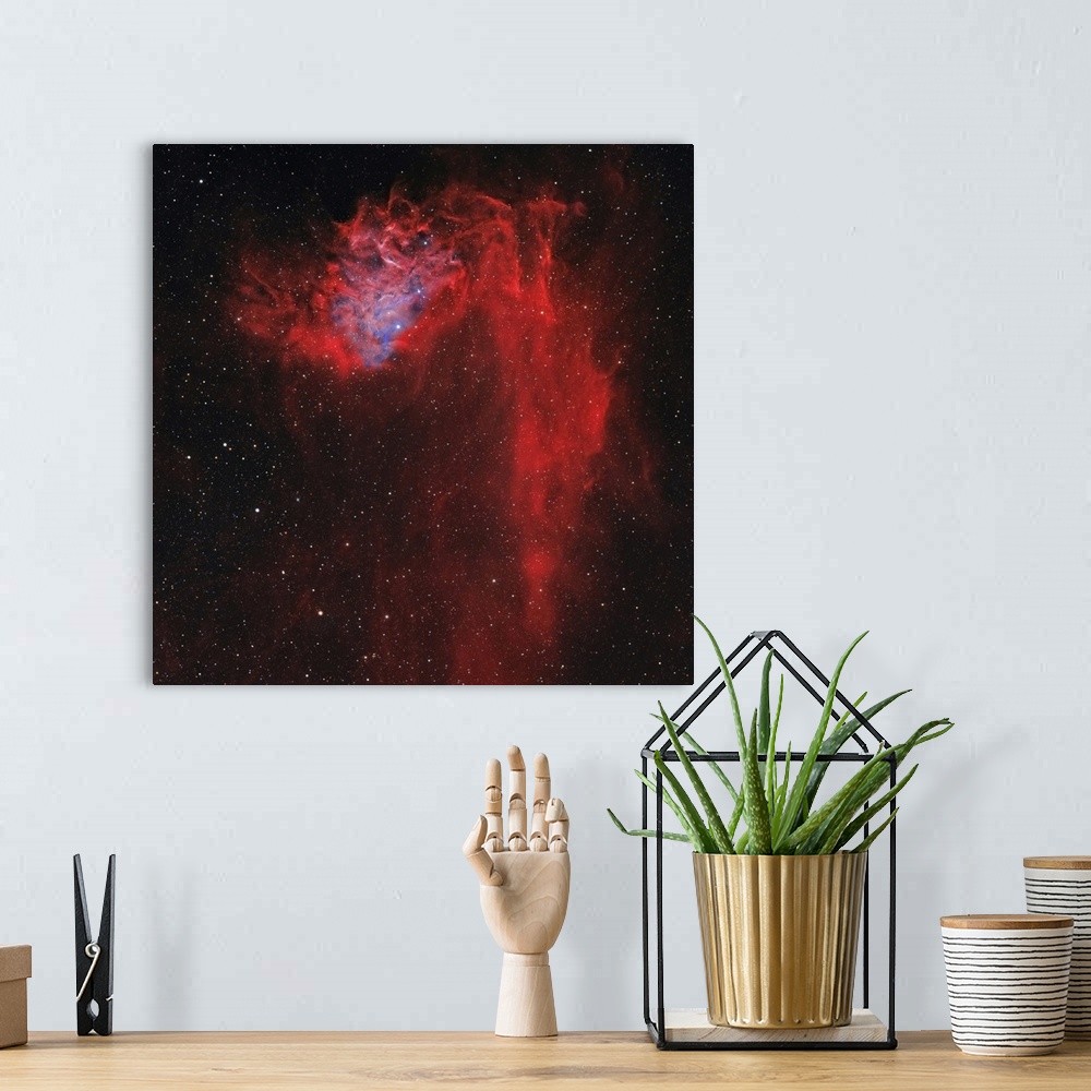 A bohemian room featuring The Flaming Star Nebula, also known as IC 405.
