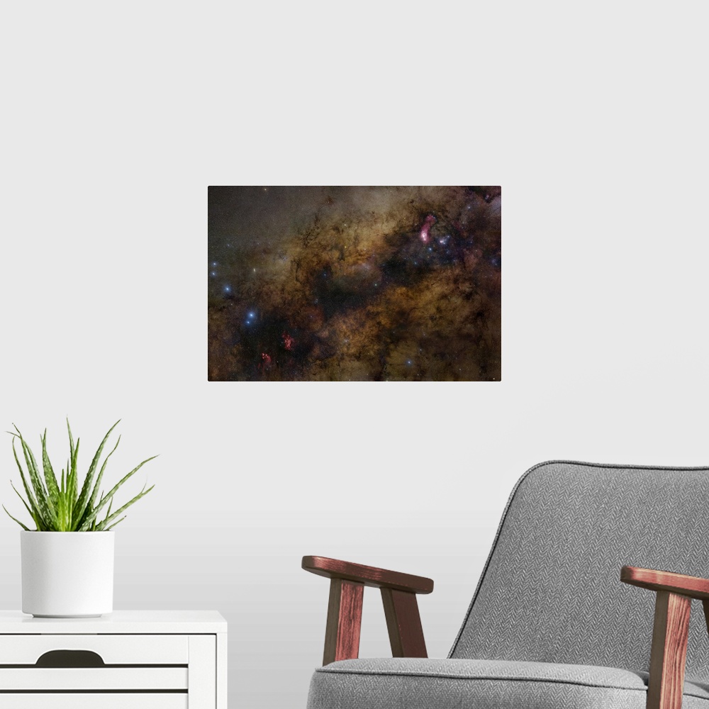 A modern room featuring The Galactic Center of the Milky Way Galaxy