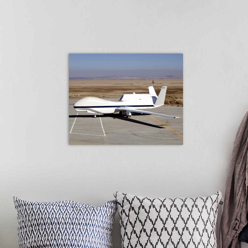 A bohemian room featuring The Global Hawk unmanned aircraft
