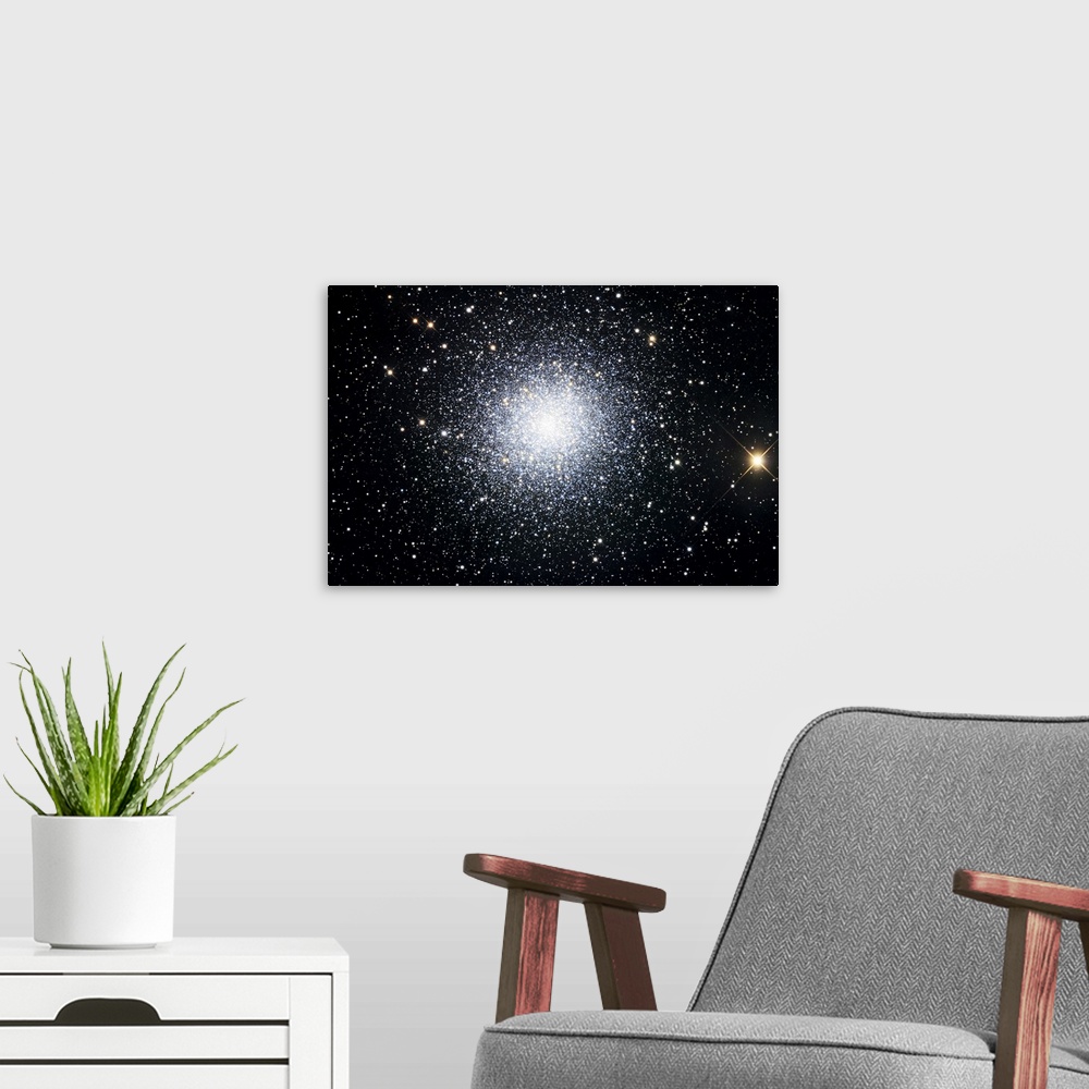 A modern room featuring The Great Clobular Cluster in Hercules