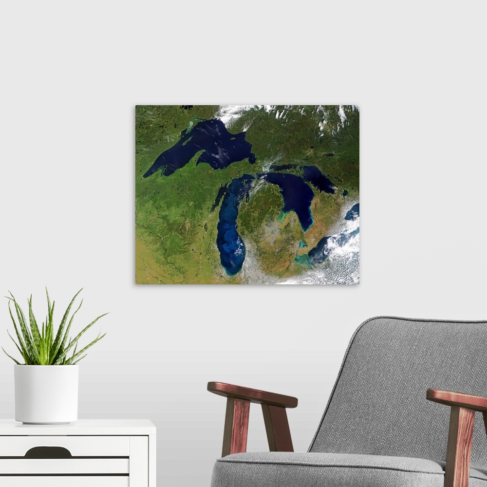 A modern room featuring The Great Lakes