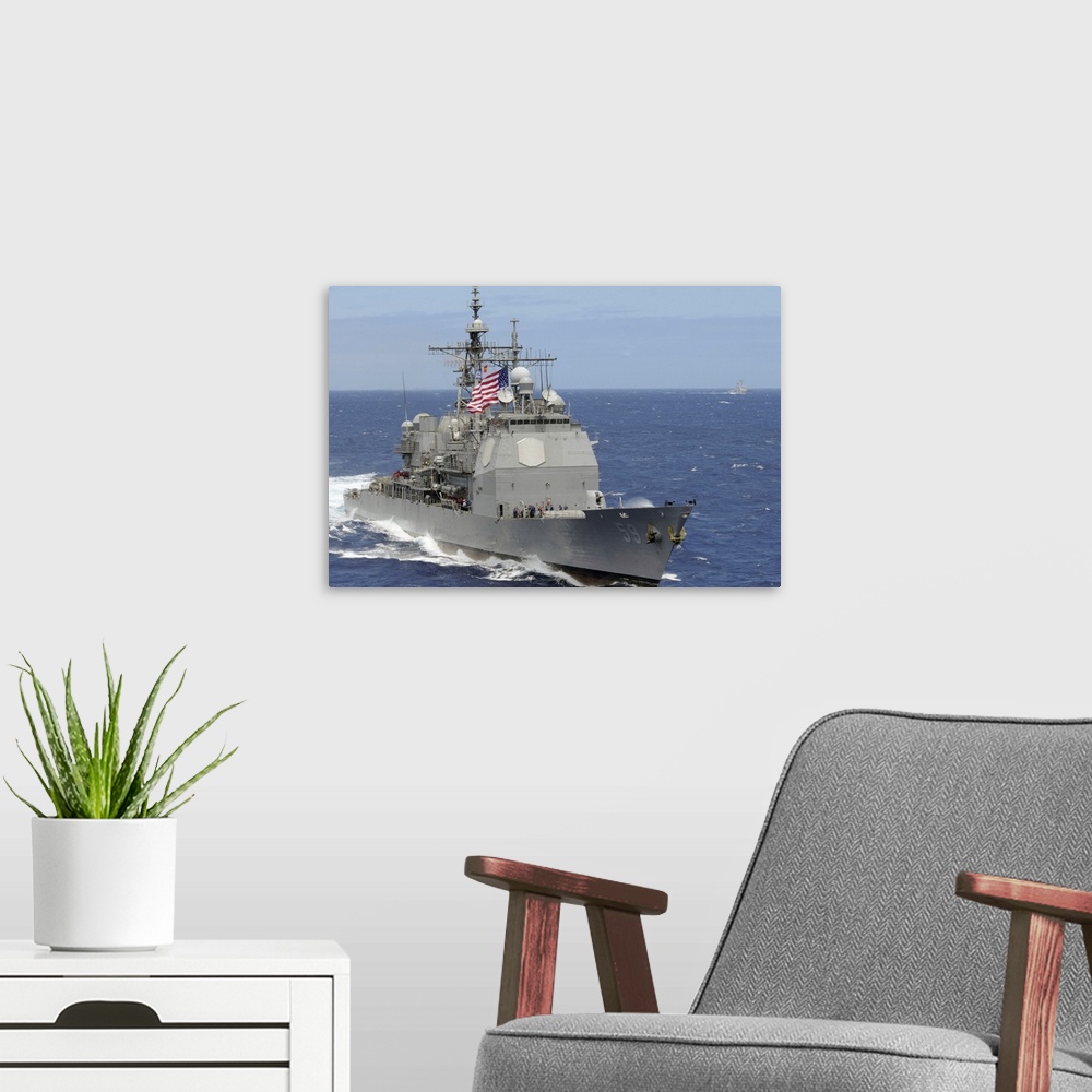 A modern room featuring Pacific Ocean, July 18, 2012 - The guided-missile cruiser USS Princeton is underway during the Gr...