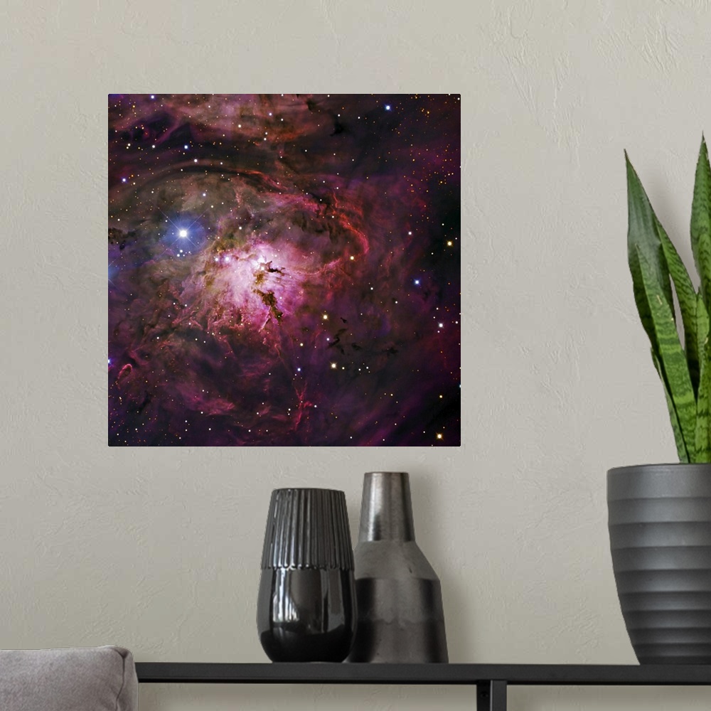 A modern room featuring The Hourglass Nebula