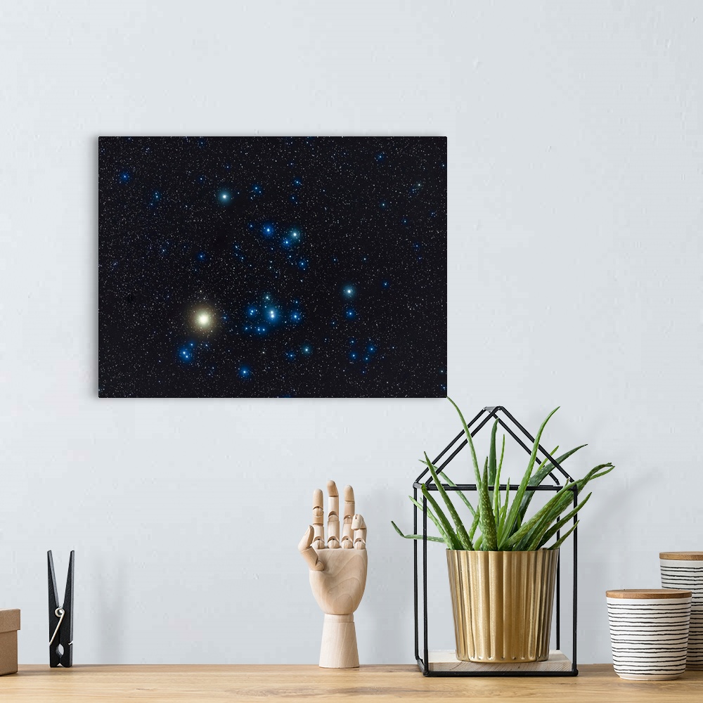 A bohemian room featuring The Hyades star cluster with the red giant star Aldebaran (looking yellow here) in Taurus the bul...