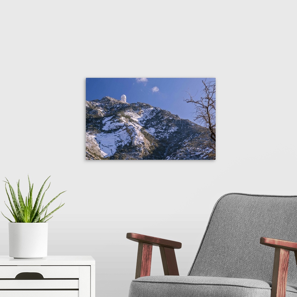A modern room featuring The Mayall Observatory stands on Kitt Peak in this winter scene near Tucson, Arizona.