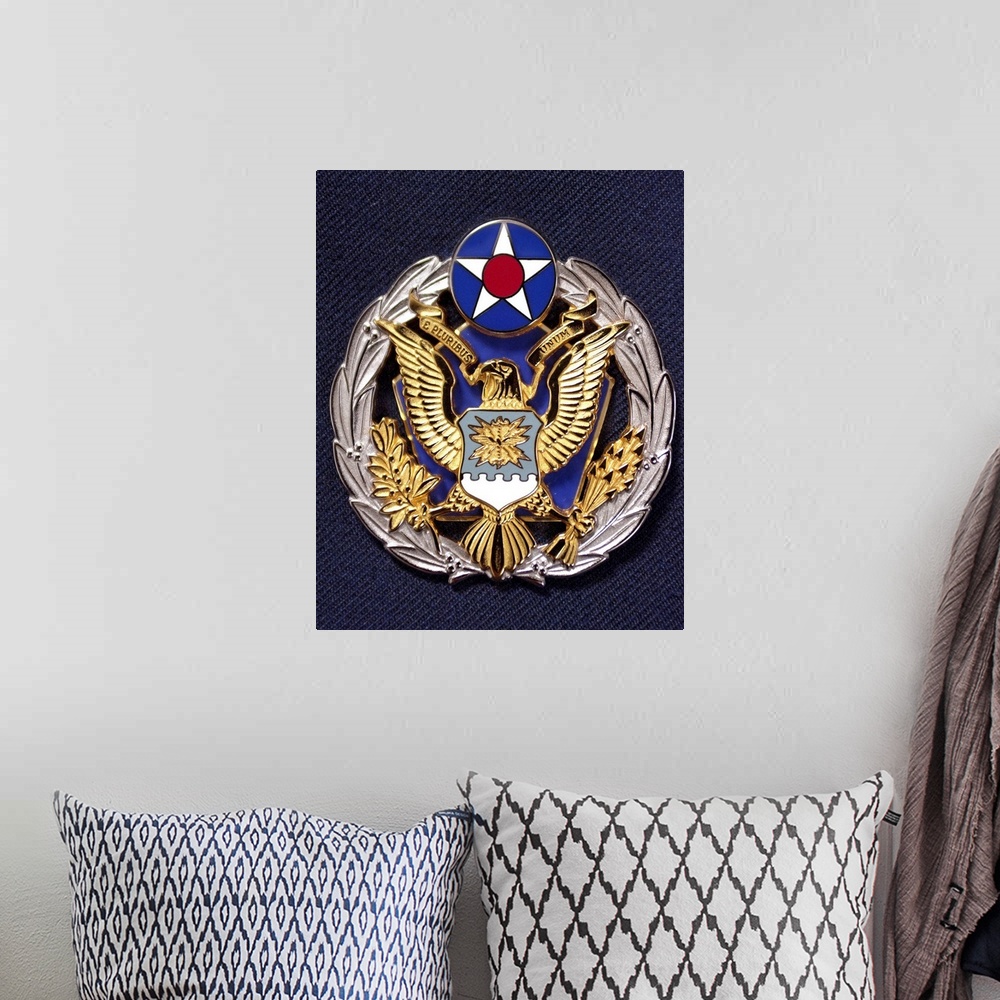 A bohemian room featuring The new Headquarters Air Force badge