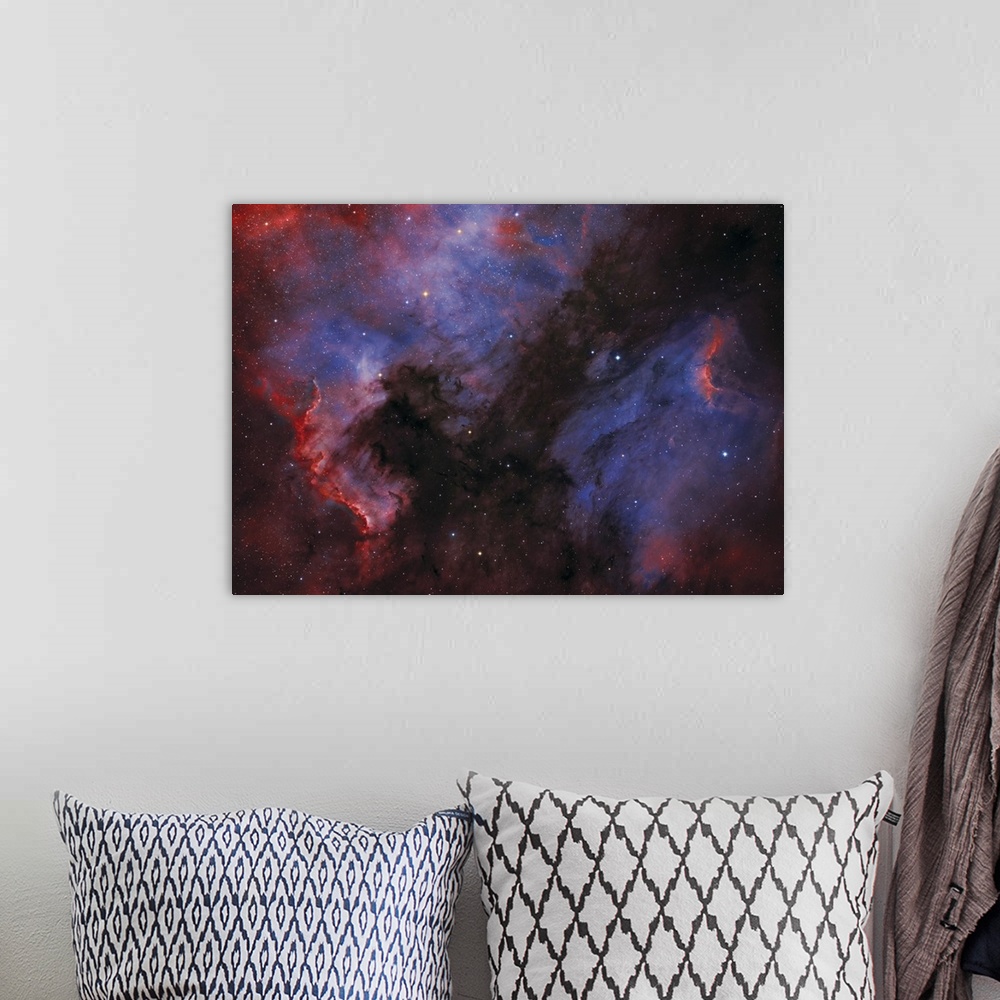 A bohemian room featuring The North America Nebula (NGC 7000) and the Pelican Nebula in the constellation Cygnus.