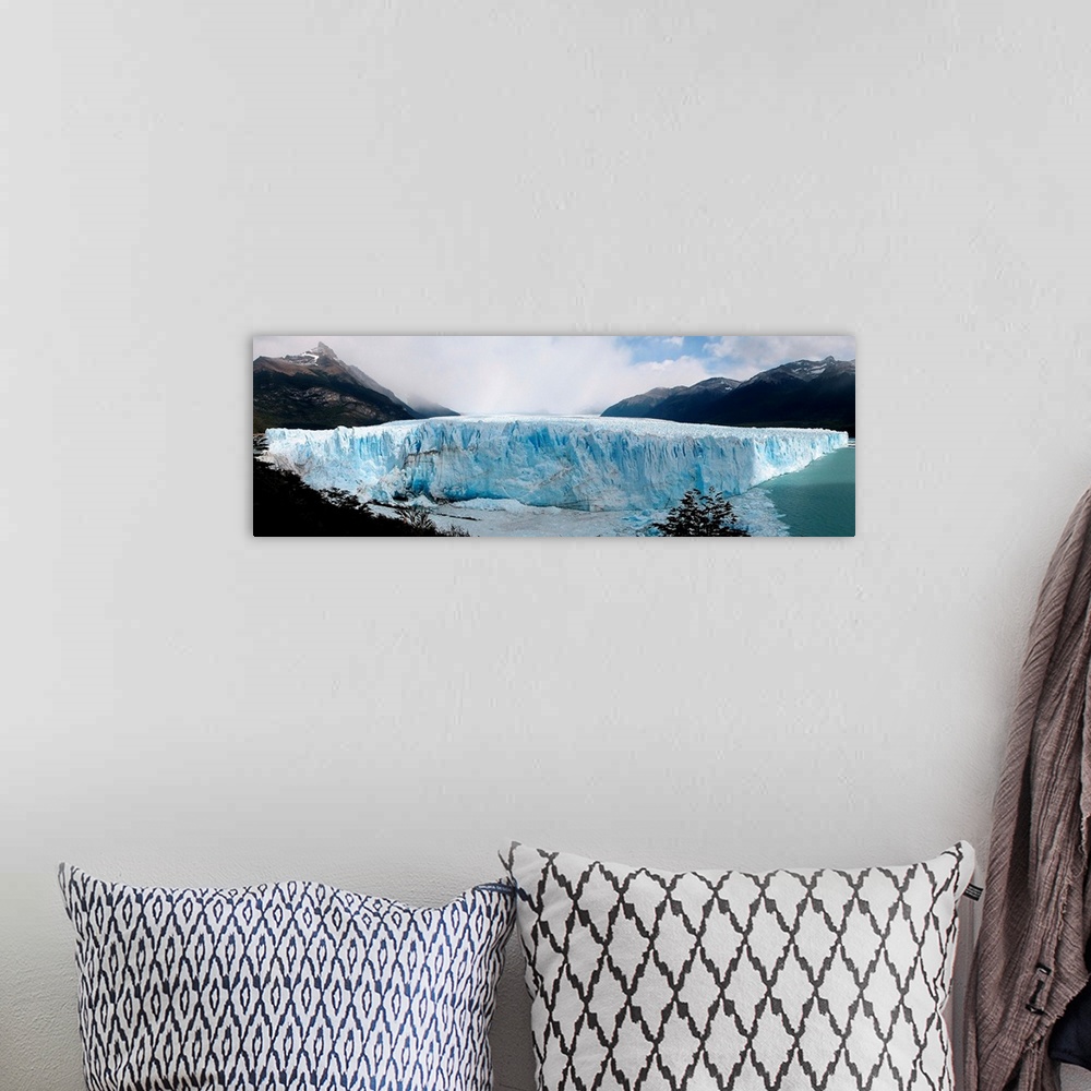 A bohemian room featuring The front face of Perito Moreno Glacier in Los Glaciares National Park, Argentina.
