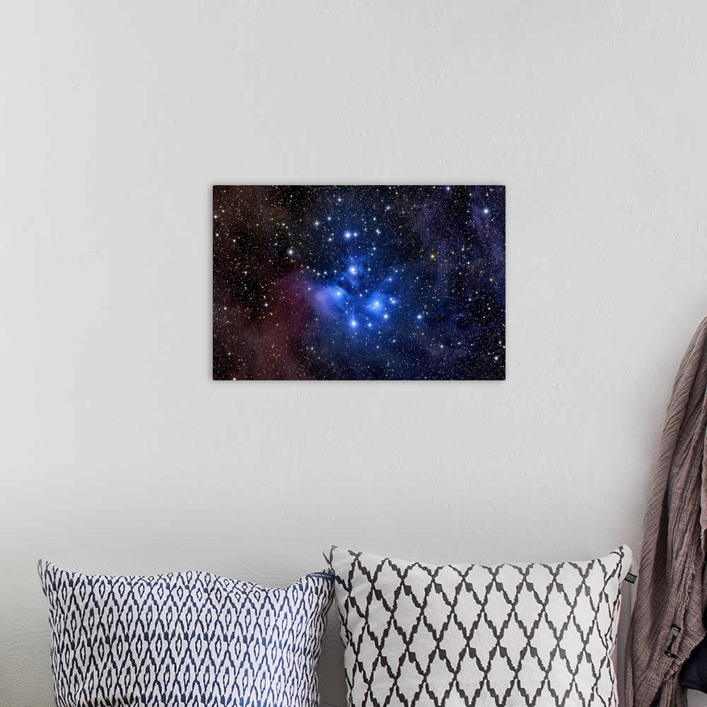 A bohemian room featuring Photograph of star filled night sky.
